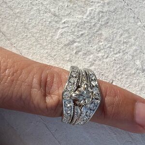 Silver CZ Wedding Ring 18KHGE Sz 3